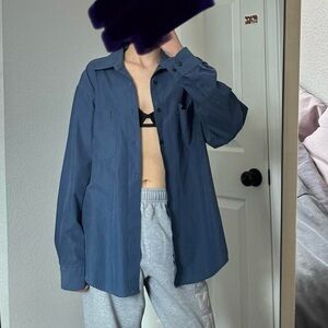 John Henry blue long sleeve button down shirt